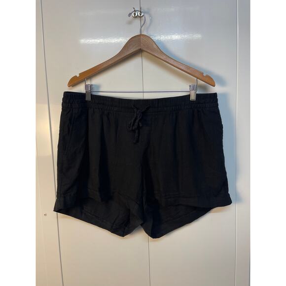 Old Navy Drawstring Elastic Waist Shorts with Pockets Black Linen Size 1X Plus - Picture 1 of 8
